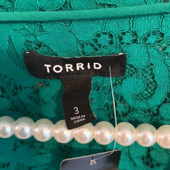 Torrid Lace Trench Coat size 3 never worn green - Picture 5 of 7